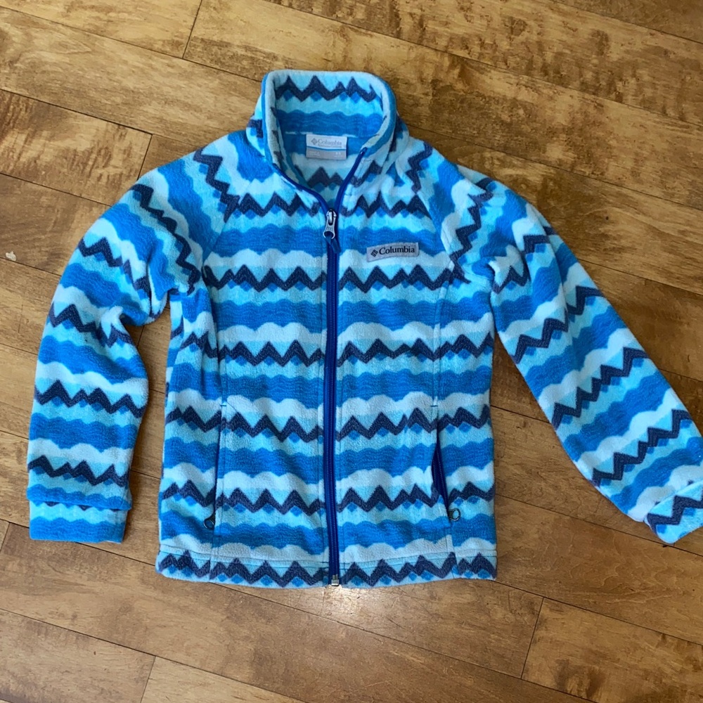 Columbia Kids Blue and White Zigzag Fleece Jacket